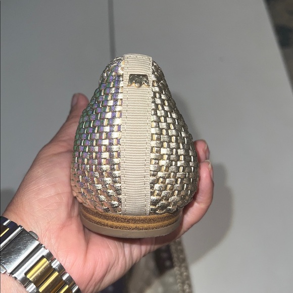 BIRDIES The Goldfinch Gold faux Leather Woven Flats Size US 9 - Picture 4 of 10